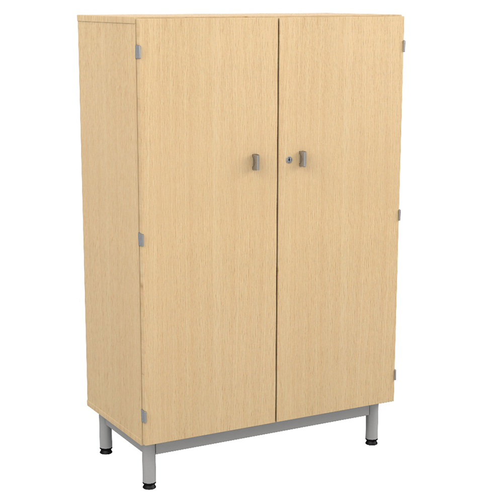[S229770PVEP-02] Armoire PICCOLO 2 portes mélaminé piètement époxy - L90xP45xH140 cm - Hêtre miel/Gris alu RAL 9006