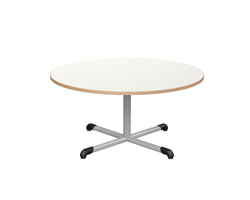 Table BANDANA plateau antibruit ép.24 mm stratifié chant bois piètement central époxy - D120 cm - T4