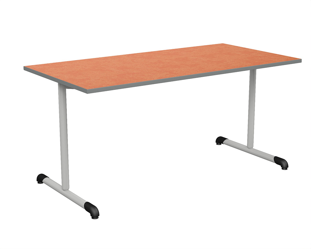 Table BANDANA DL plateau antibruit ép.26 mm SOFTOP® chant ABS gris piètement époxy - 180x80 cm - T3