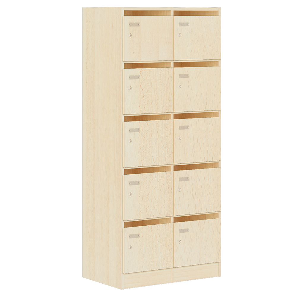 [S269770PVZZ] Meuble à courrier SIMÉO 2 colonnes mélaminé chant ABS - L78xP42xH180 cm - Hêtre miel