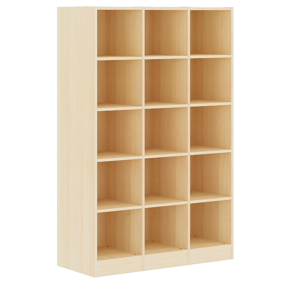 Meuble à cases SIMÉO 3 colonnes mélaminé chant ABS - L116,5xP42xH180 cm - Hêtre miel