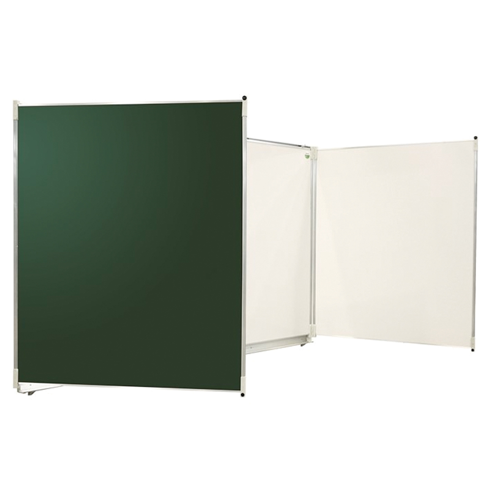 [S315100ZZEP-01] Tableau triptyque 1 face blanc pour feutre 1 face vert pour craie - L200xH100 cm