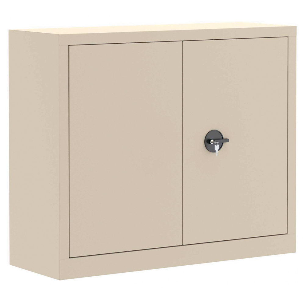 [S331170ZZEP-03] Armoire monobloc portes battantes 2 tablettes coloris noir - L100xP43xH100 cm - Beige RAL 1015