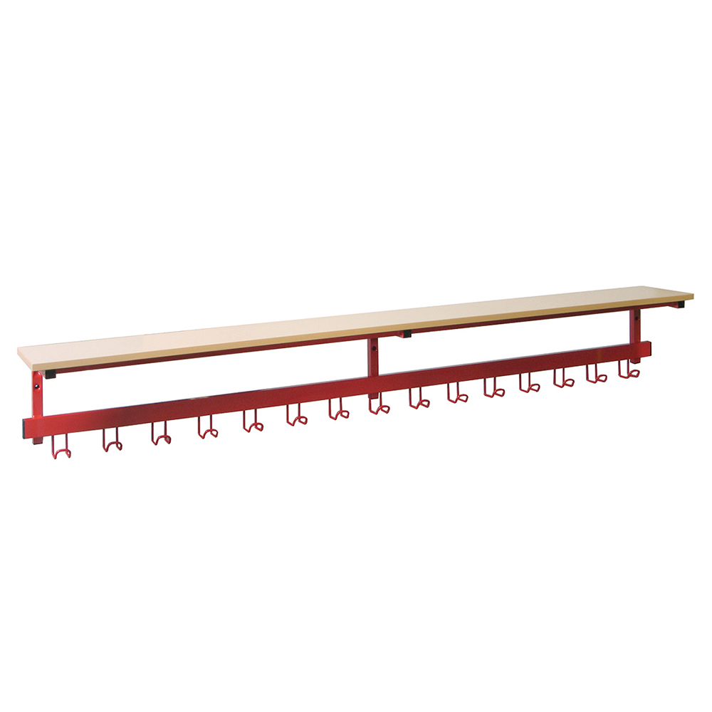 [S334170PVEP] Patères avec tablette mélaminé 15 patères époxy - L200xP25xH32 cm