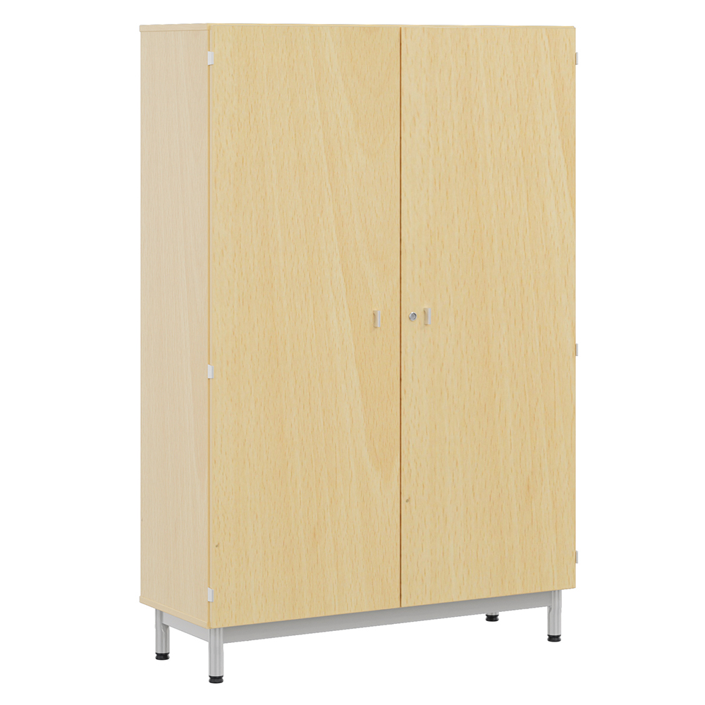 [S348670PVEP-01] Armoire BIP BOP 2 portes mélaminé piètement époxy - L120xP45xH180 cm - Hêtre miel/gris RAL 9006