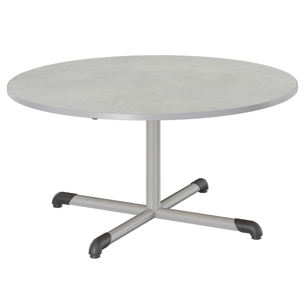 Table BANDANA plateau antibruit SOFTOP® chant ABS gris piètement central époxy - D120 cm - T5
