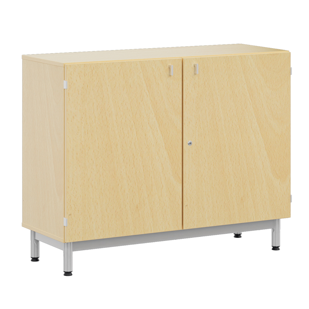 [S350870PVEP-08] Meuble BIP BOP portes battantes mélaminé pièt époxy - L120xP45xH95 cm - Hêtre miel/gris alu RAL 9006