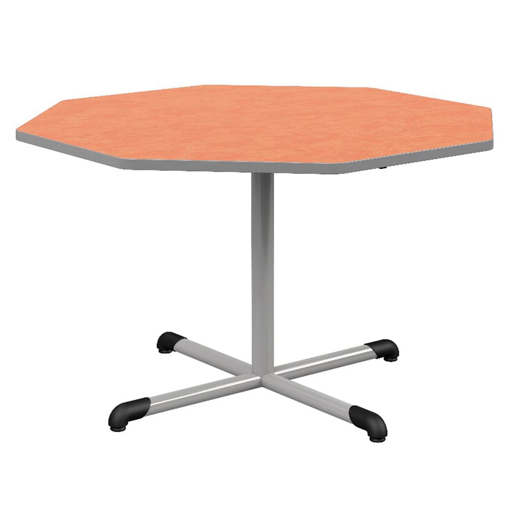 Table BANDANA plateau antibruit SOFTOP® chant ABS gris piètement central époxy - octogonale 120 cm - T1