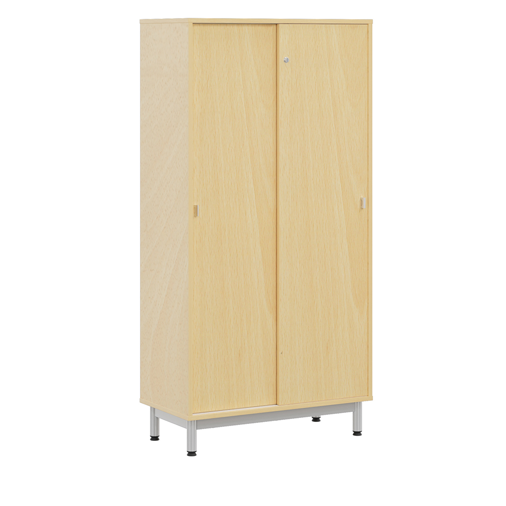 [S391070PVEP-01] Armoire BIP BOP portes coulissantes méla pièt époxy - L120xP45xH180 cm - Hêtre miel/gris alu RAL 9006