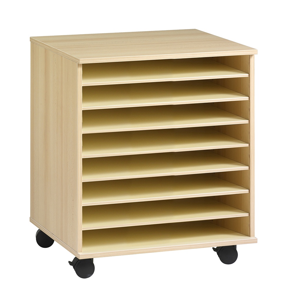 [S399470PVEP-01] Meuble à dessins PICCOLO mobile 8 cases mélaminé - L73,5xP60xH85,6 cm - Hêtre miel