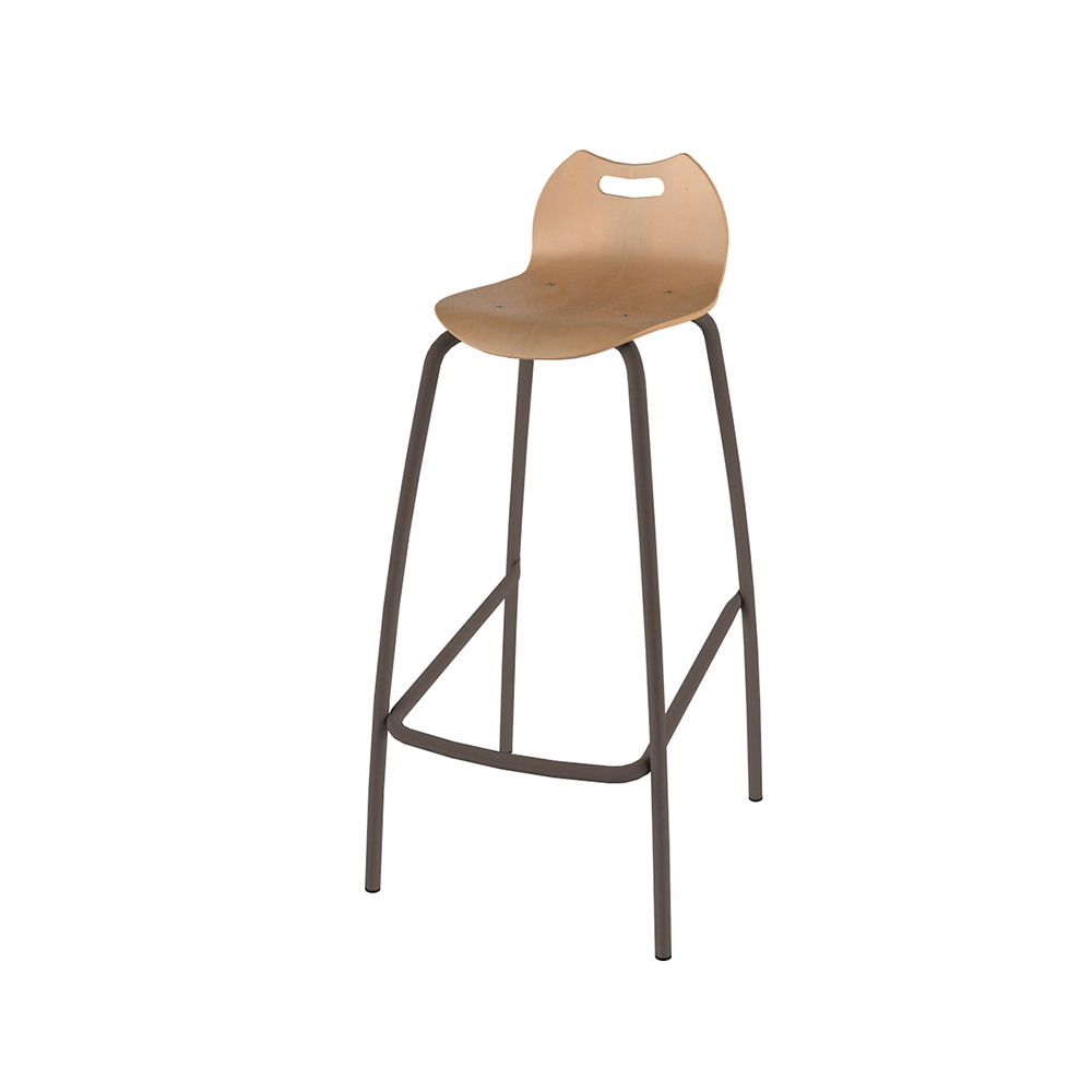 Tabouret ALTY coque Bandana bois Blueprotech® piètement époxy - H80 cm