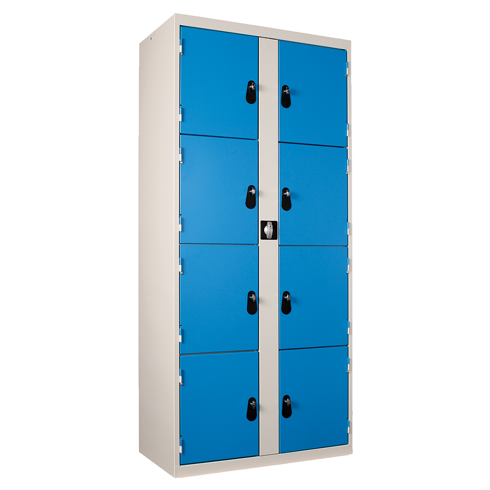 [S451870ZZEP-01] Casiers visitable 8 casiers époxy - L90xP50xH198 cm - Gris RAL 7035/bleu