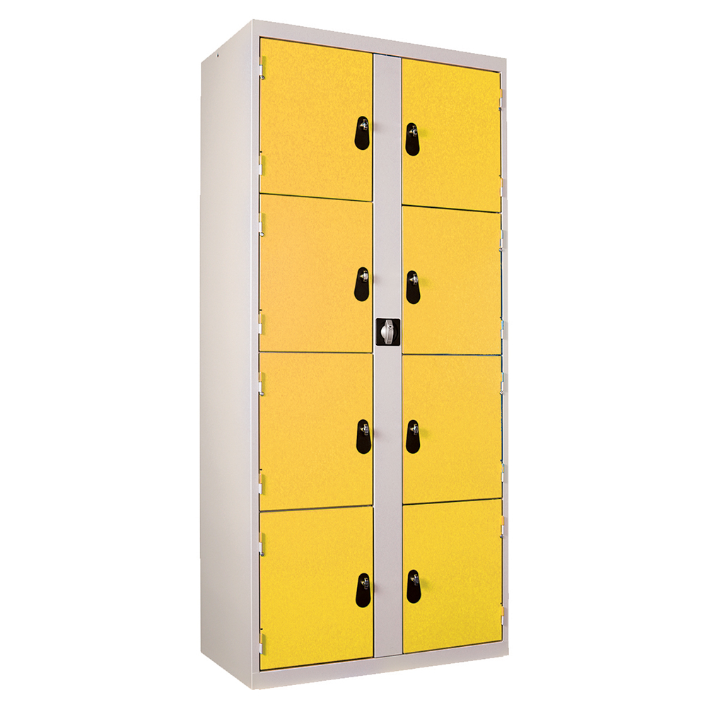 [S451870ZZEP-02] Casiers visitable 8 casiers époxy - L90xP50xH198 cm - Gris RAL 7035/jaune