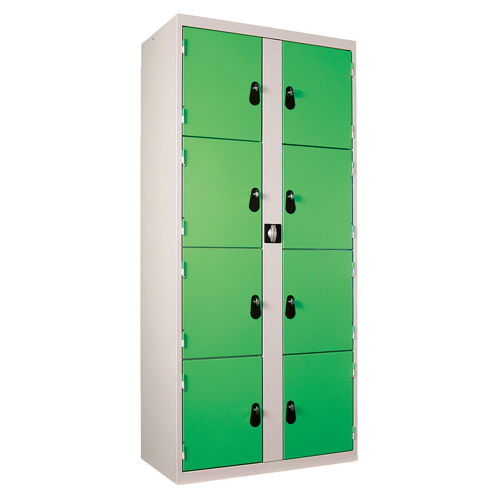 [S451870ZZEP-03] Casiers visitable 8 casiers époxy - L90xP50xH198 cm - Gris RAL 7035/vert