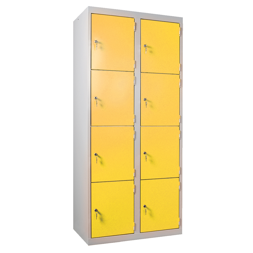 [S451970ZZEP-02] Casiers non visitable 8 casiers époxy - L80xP50xH180 cm - Gris RAL 7035/jaune
