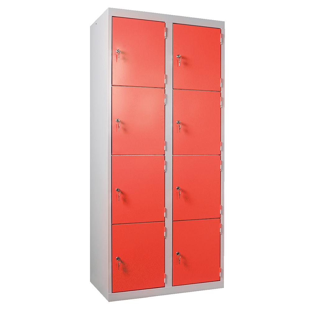 [S451970ZZEP-04] Casiers non visitable 8 casiers époxy - L80xP50xH180 cm - Gris RAL 7035/rouge