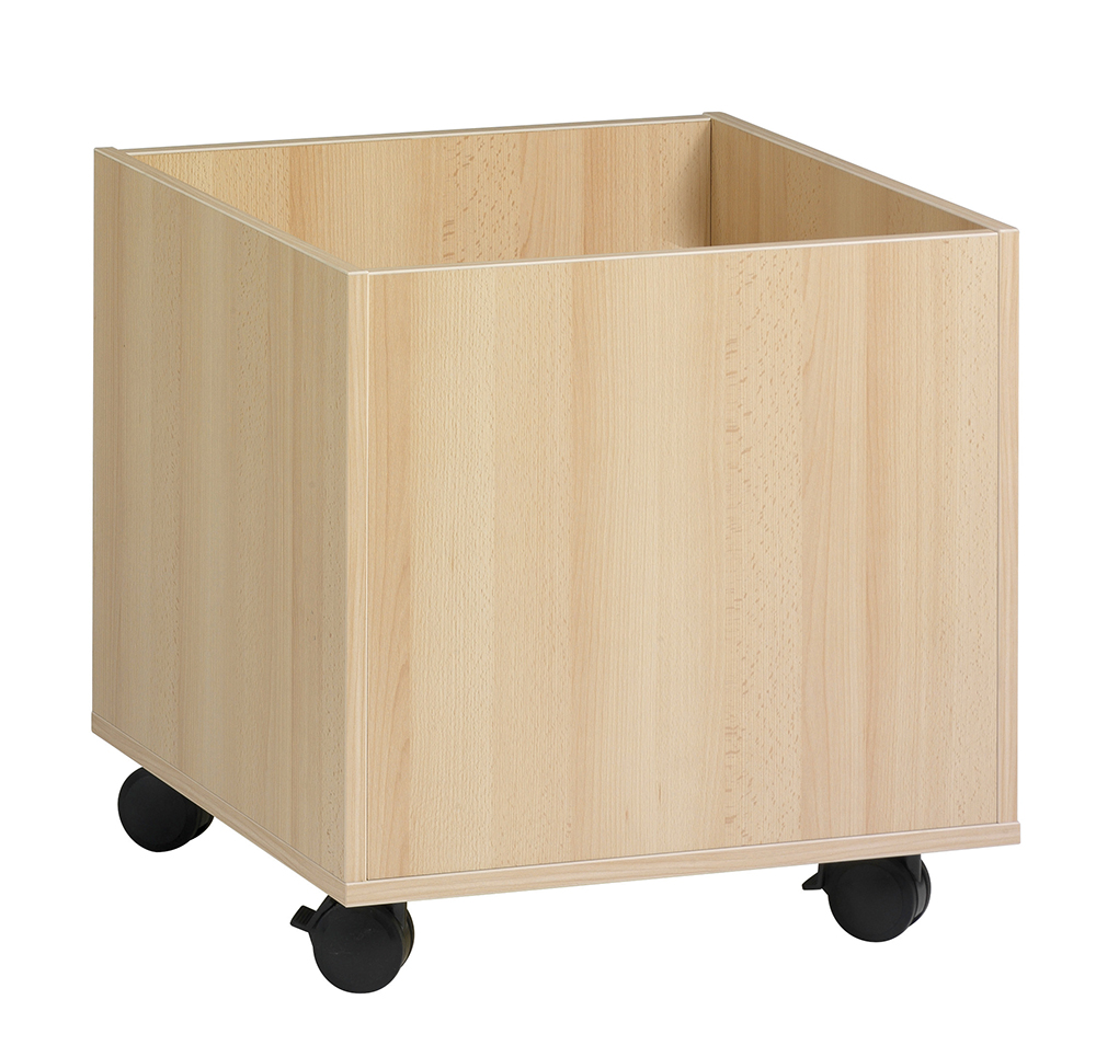 [S453070PVEP-01] Bac à jouets PICCOLO mobile mélaminé - L60xP60xH60 cm - Hêtre miel