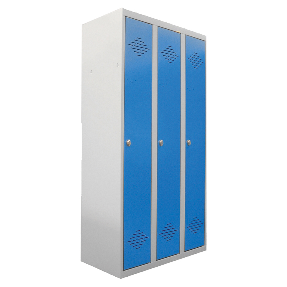 [S470300ZZEP-01] Vestiaire industrie propre 3 colonnes époxy - L90xP50xH180 cm - Gris RAL 7035/bleu