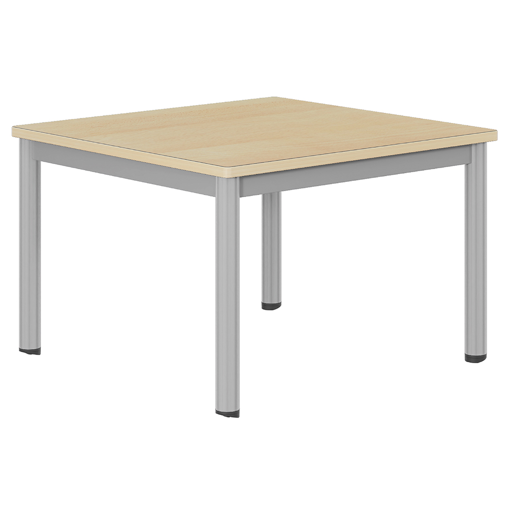 Table CARÉLIE mobile plateau ép.24 mm stratifié chant bois piètement époxy - 80x80 cm - T2