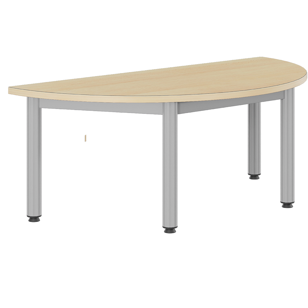 Table CARÉLIE plateau ép.24 mm stratifié chant bois piètement époxy - demi-lune D120 cm - T1