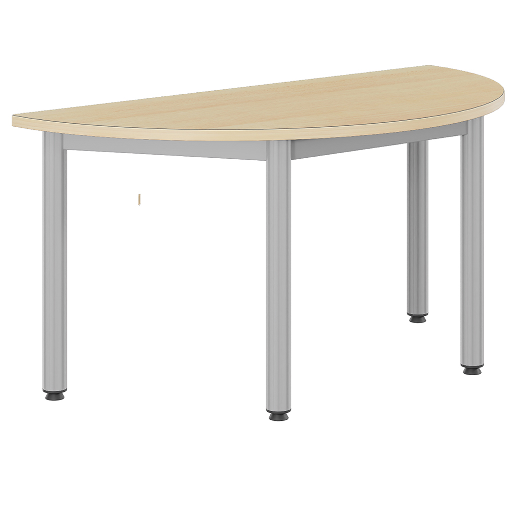 Table CARÉLIE plateau ép.24 mm stratifié chant bois piètement époxy - demi-lune D120 cm - T3