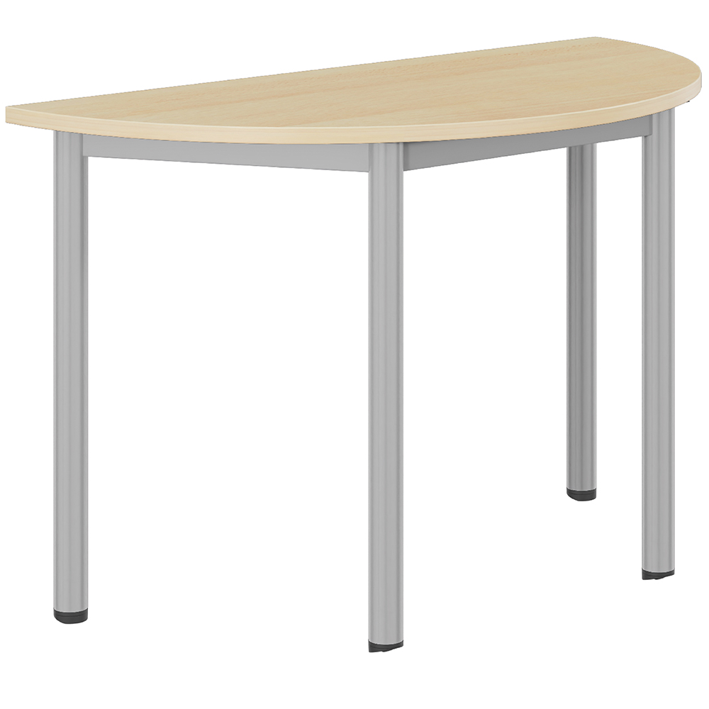 Table CARÉLIE mobile plateau ép.19 mm mélaminé chant ABS piètement époxy - demi-lune D120 cm - T6