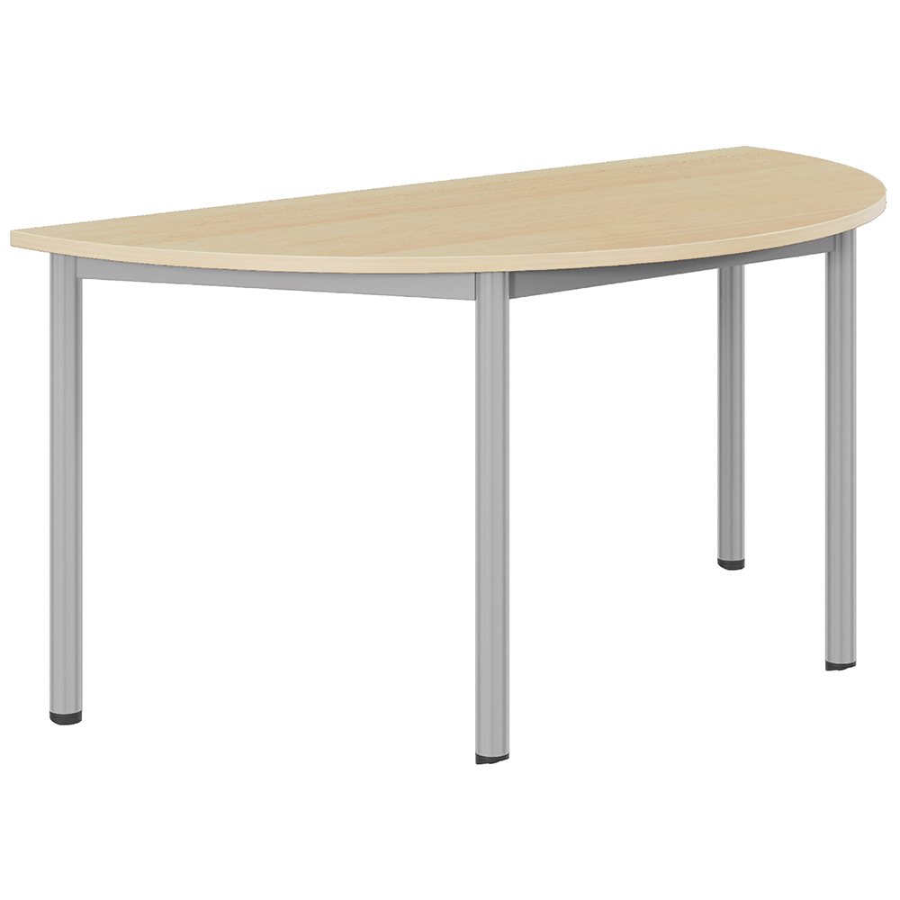 Table CARÉLIE mobile plateau ép.19 mm mélaminé chant ABS piètement époxy - demi-lune D160 cm - T6