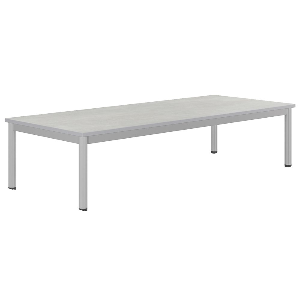 Table CARÉLIE mobile plateau antibruit ép.26 mm SOFTOP® chant ABS gris piètement époxy - 200x80 cm - T1