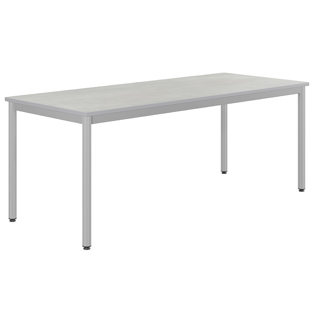Table CARÉLIE plateau antibruit ép.26 mm SOFTOP® chant ABS gris piètement époxy - 200x80 cm - T6