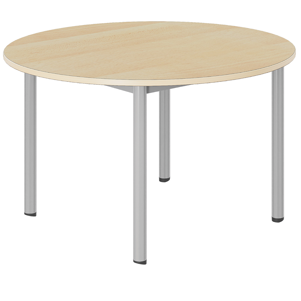 Table CARÉLIE mobile plateau ép.24 mm stratifié chant bois piètement époxy - D120 cm - T5