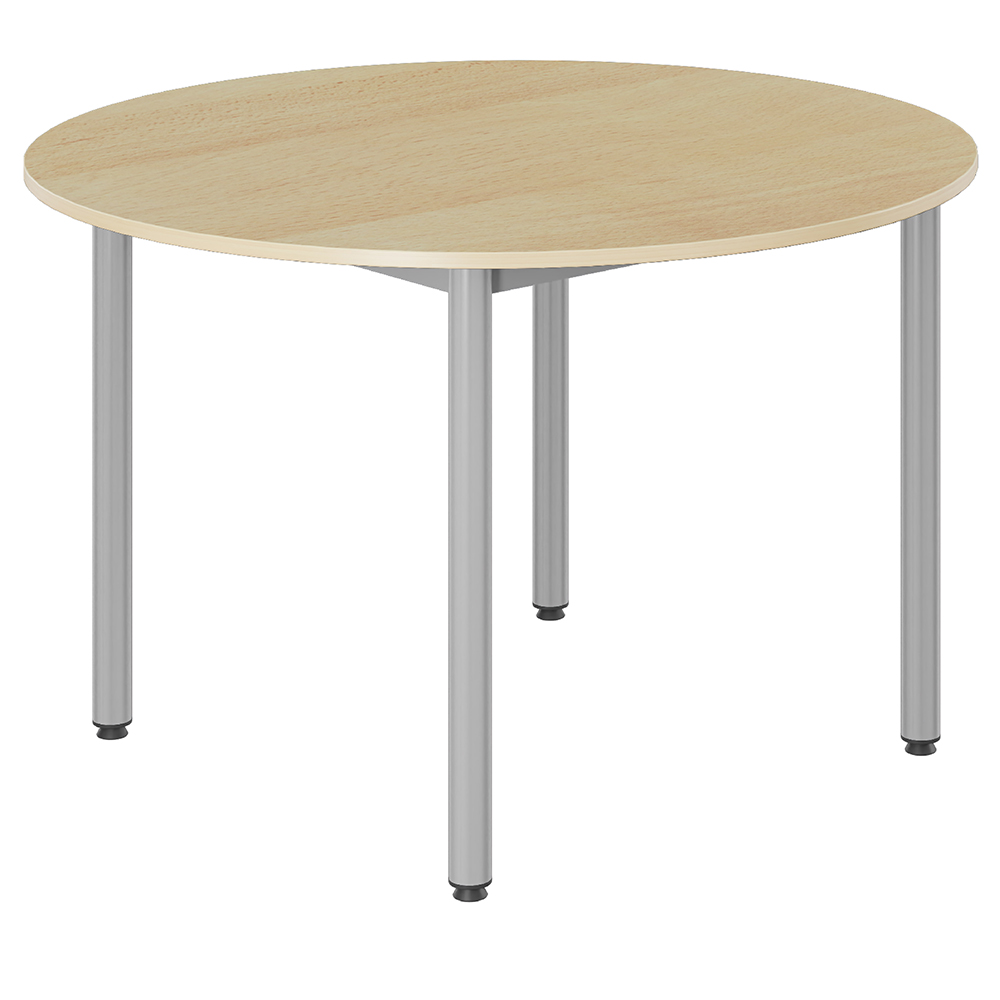 Table CARÉLIE plateau ép.19 mm mélaminé chant ABS piètement époxy - D120 cm - T6