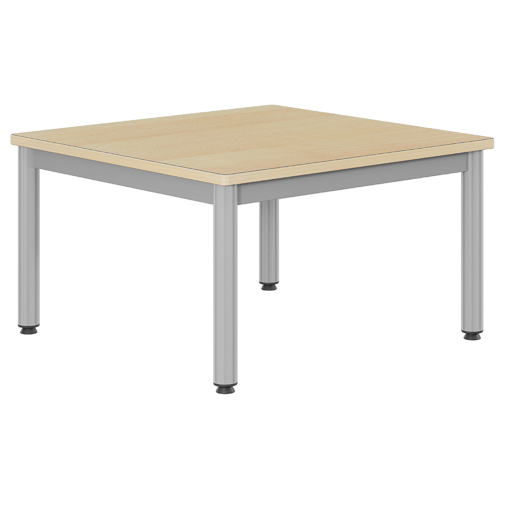 Table CARÉLIE plateau antibruit ép.24 mm stratifié chant bois piètement époxy - 80x80 cm - T1
