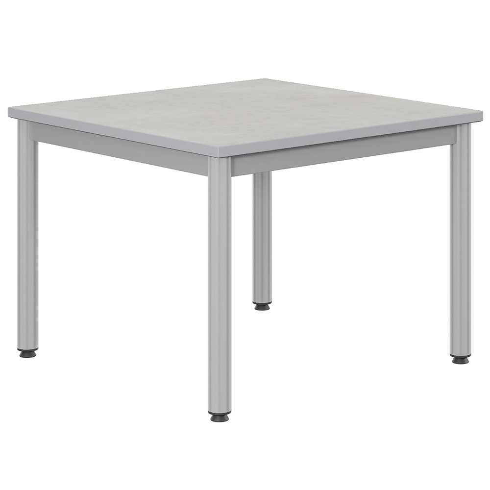 Table CARÉLIE plateau antibruit ép.26 mm SOFTOP® chant ABS gris piètement époxy - 80x80 cm - T3