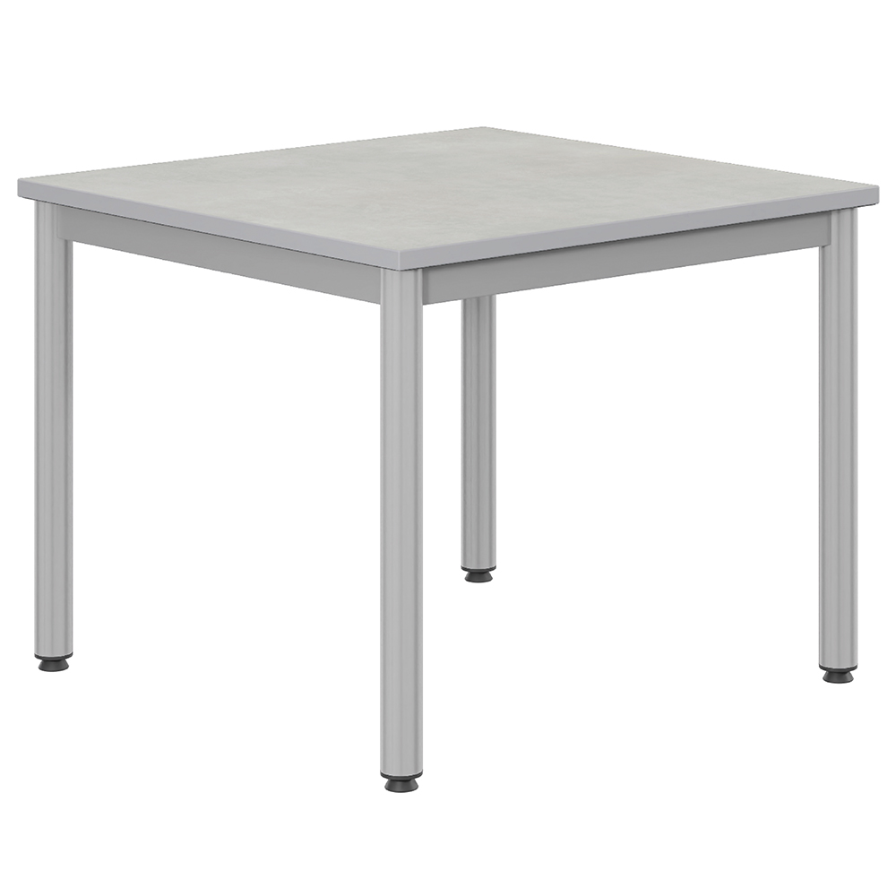 Table CARÉLIE plateau antibruit ép.26 mm SOFTOP® chant ABS gris piètement époxy - 80x80 cm - T4