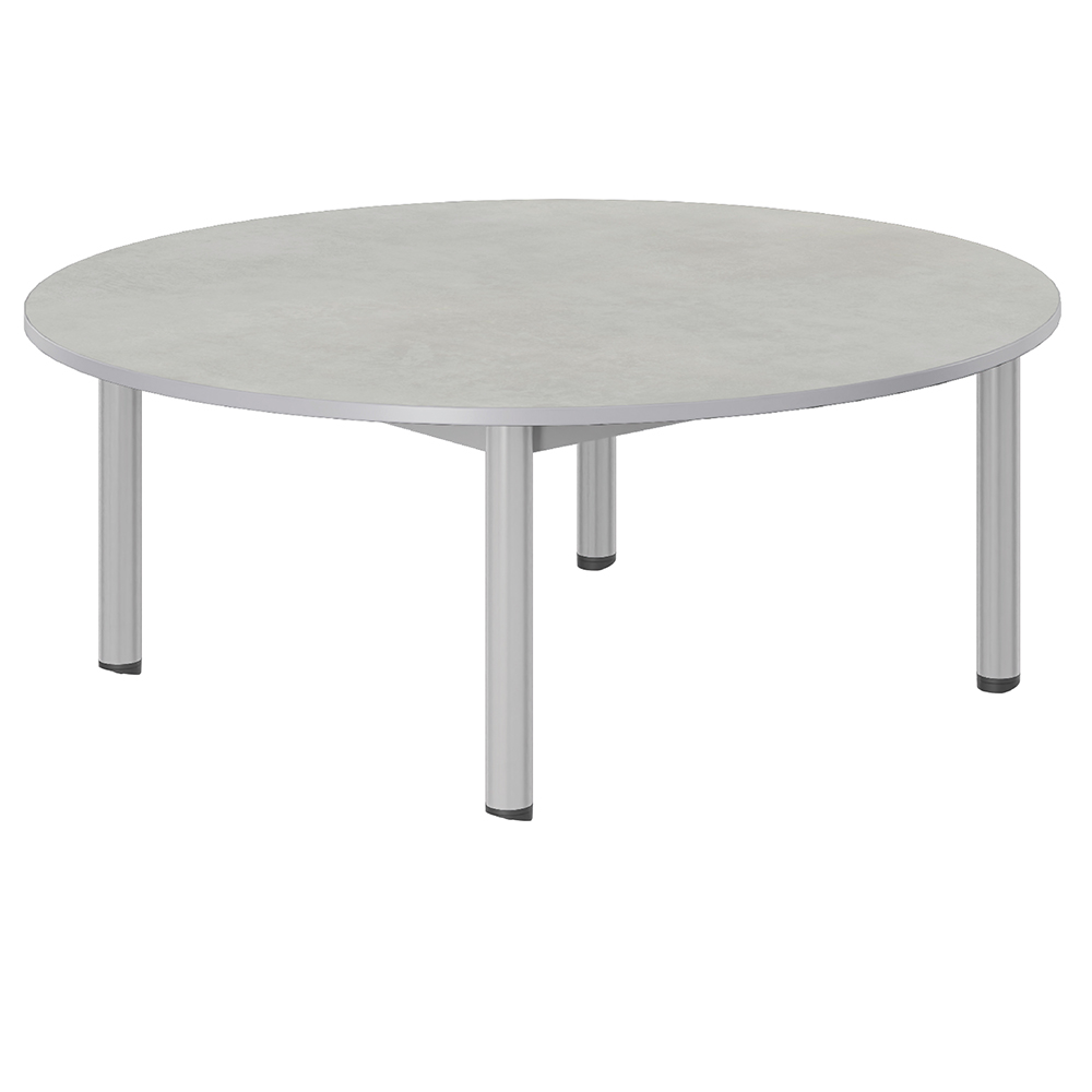 Table CARÉLIE mobile plateau antibruit ép.26 mm SOFTOP® chant ABS gris piètement époxy - D120 cm - T1