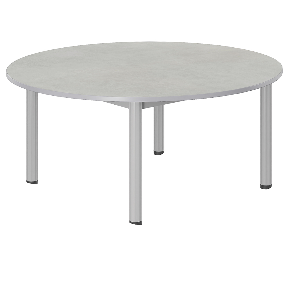 Table CARÉLIE mobile plateau antibruit ép.26 mm SOFTOP® chant ABS gris piètement époxy - D120 cm - T2