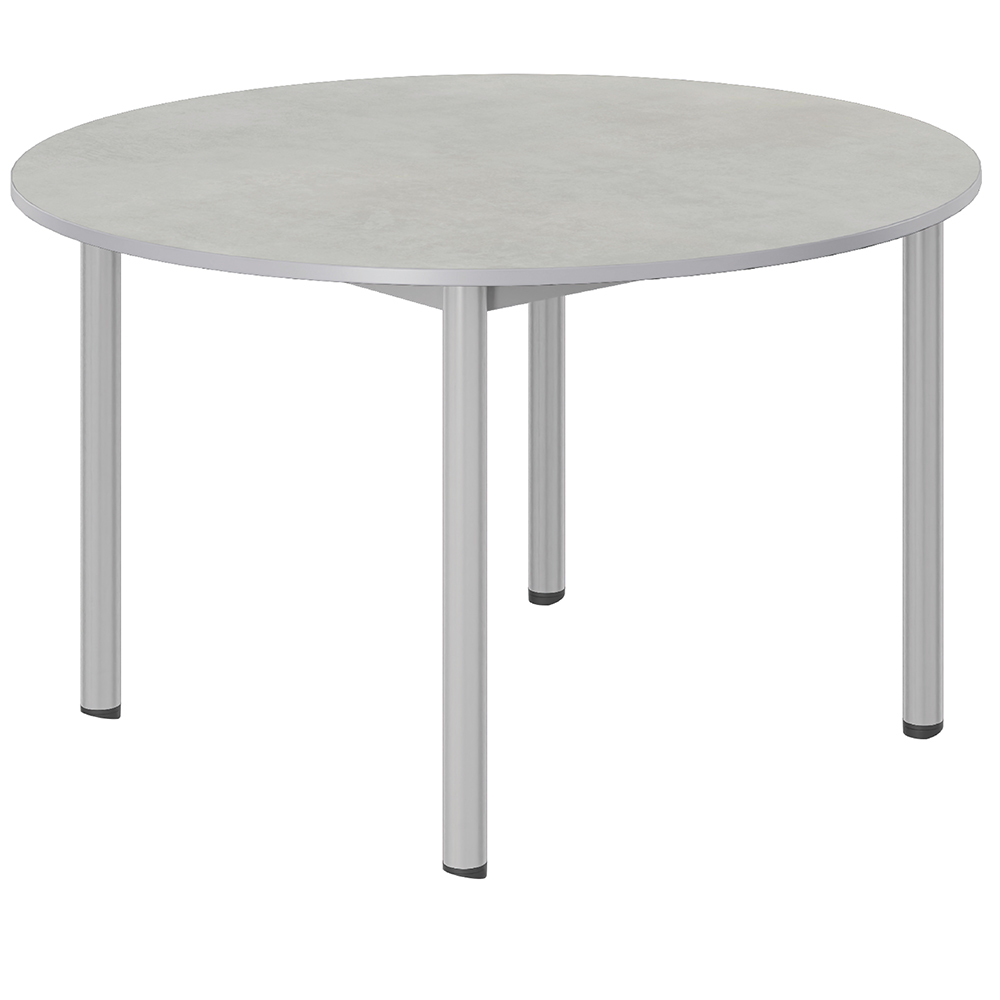 Table CARÉLIE mobile plateau antibruit ép.26 mm SOFTOP® chant ABS gris piètement époxy - D120 cm - T5