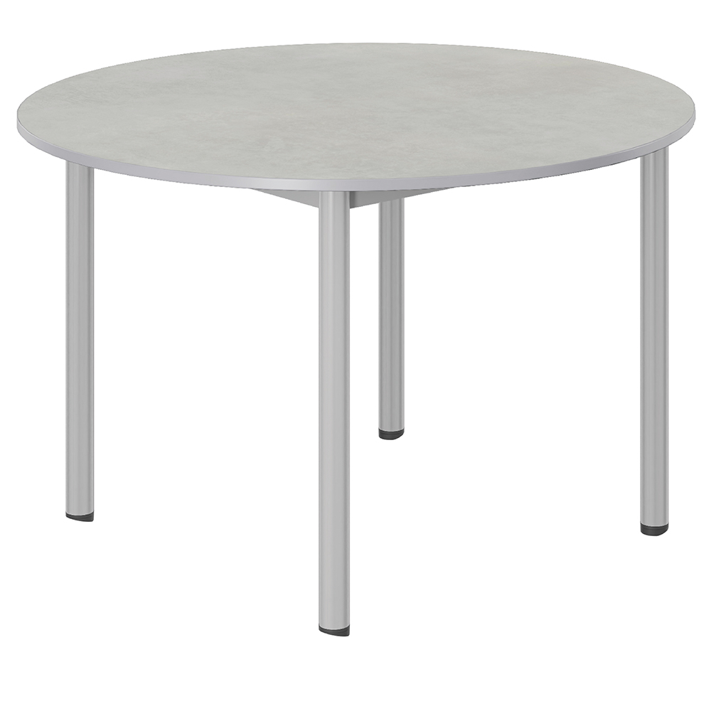 Table CARÉLIE mobile plateau antibruit ép.26 mm SOFTOP® chant ABS gris piètement époxy - D120 cm - T6