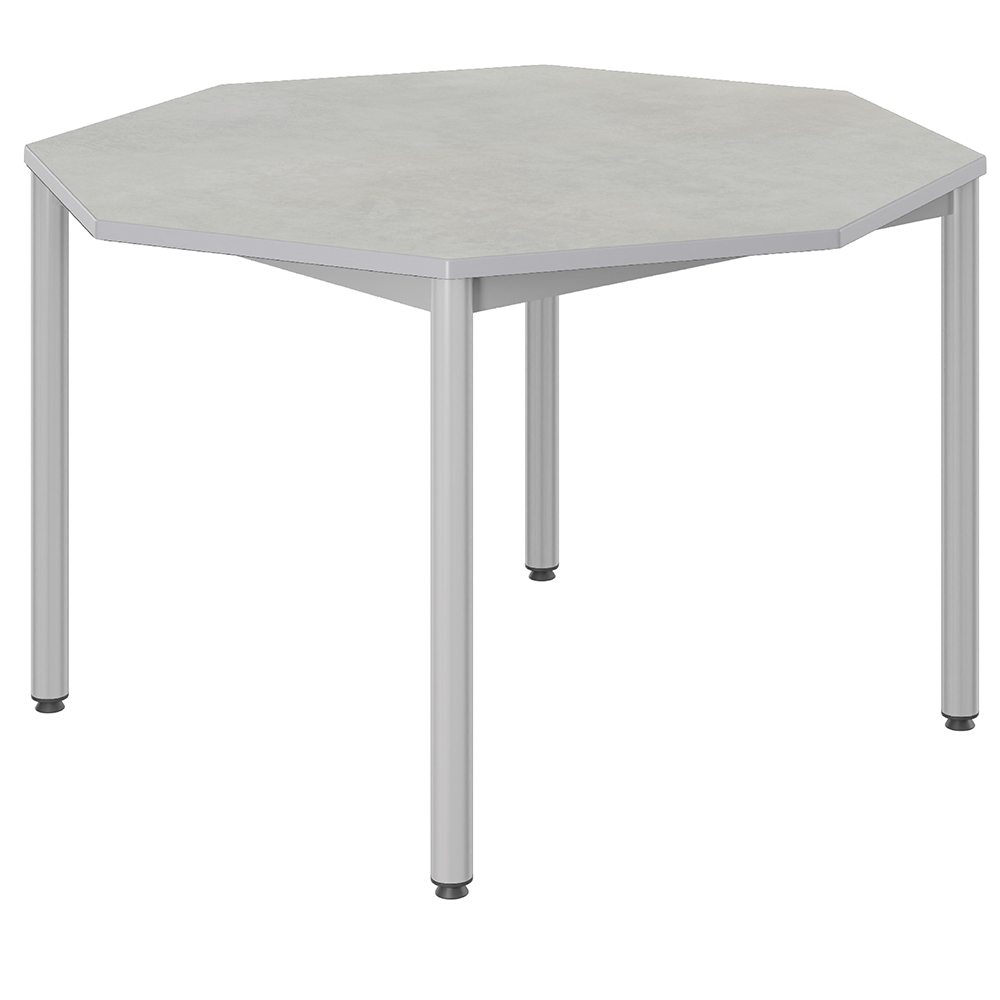 Table CARÉLIE plateau antibruit SOFTOP® chant ABS gris pièt. époxy - octogonale D120 cm - T6