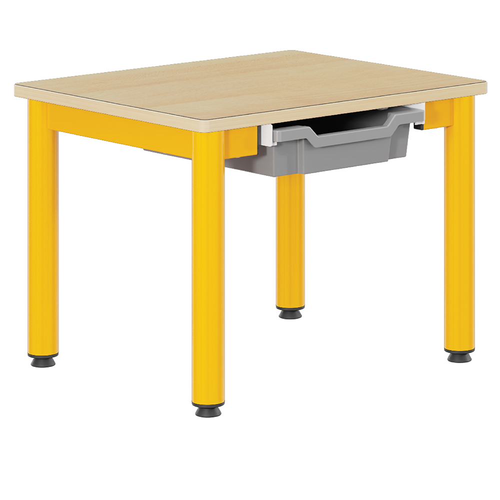 Table CARÉLIE tiroir plateau ép.21 mm stratifié chant bois piètement époxy - 60x50 cm - T1