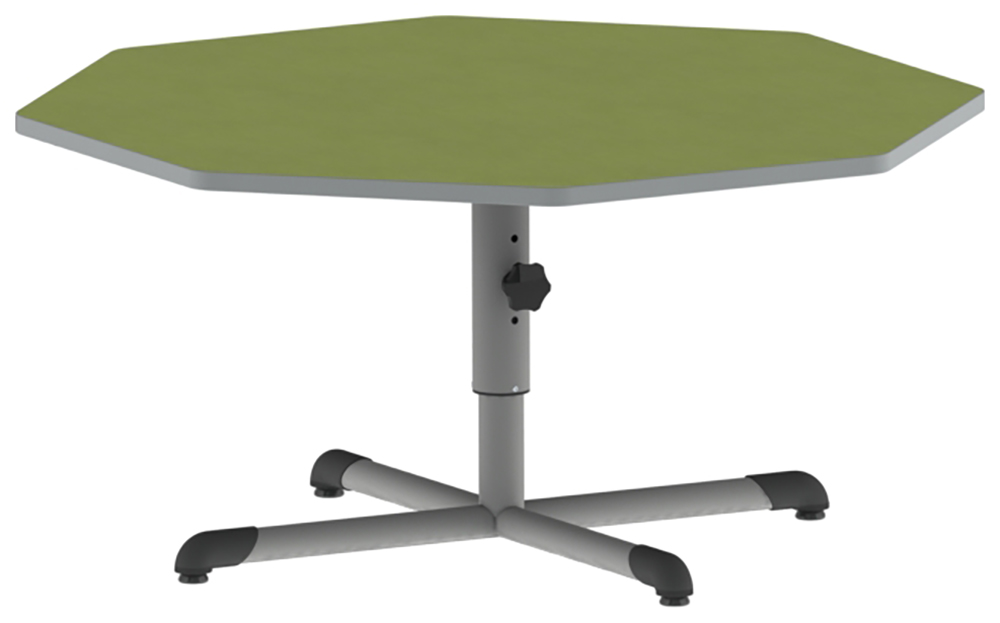 Table BANDANA HR plateau antibruit SOFTOP® chant ABS gris piètement central époxy - octo.120 cm - T1 à T3
