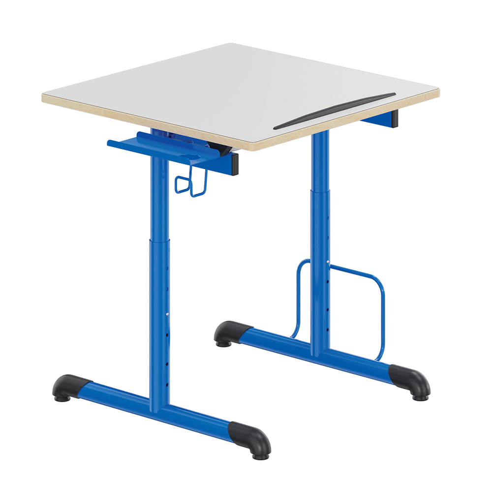 [S680538CDEP] Table à dessin ARTIS HR plateau ép.24 mm stratifié chant bois piètement époxy - 70x70 cm - H59-87 cm
