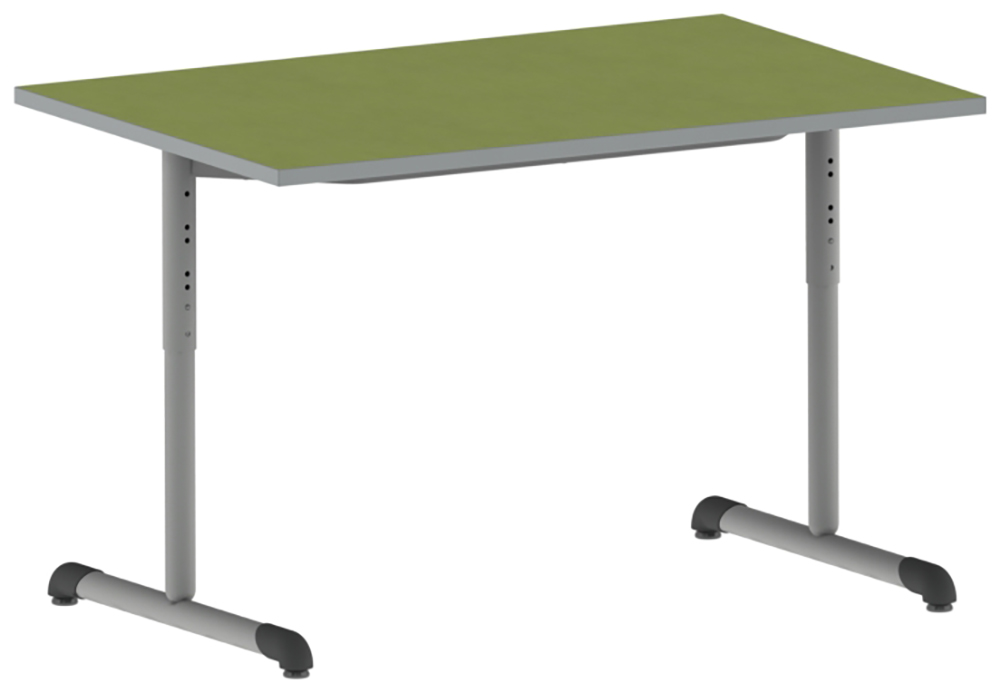 Table BANDANA HR DL plateau antibruit SOFTOP® chant ABS gris piètement époxy - 120x80 cm - T3 à T6