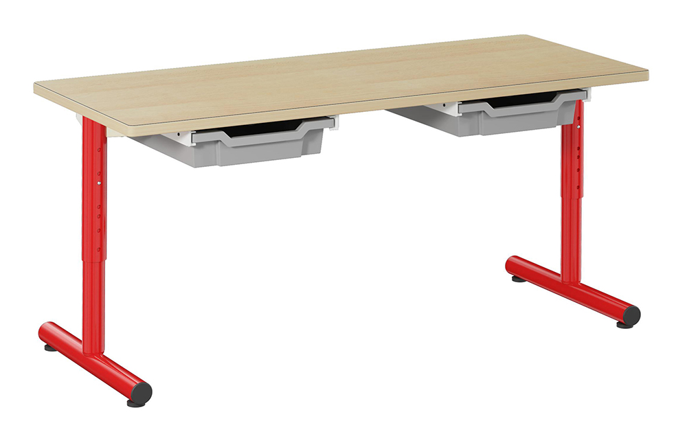 Table PETITE FRIMOUSSE HR plateau stratifié chant bois pièt. époxy avec tiroir - 120x50 cm - T1 à T4