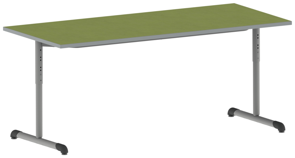 Table BANDANA HR DL plateau antibruit SOFTOP® chant ABS gris piètement époxy - 200x80 cm - T3 à T6