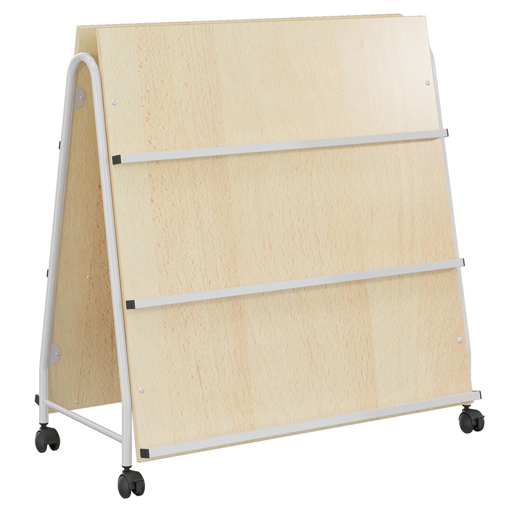 [SA09170PVEP] Présentoir à livres double face mélaminé structure époxy - L100xP45xH106 cm - Hêtre miel