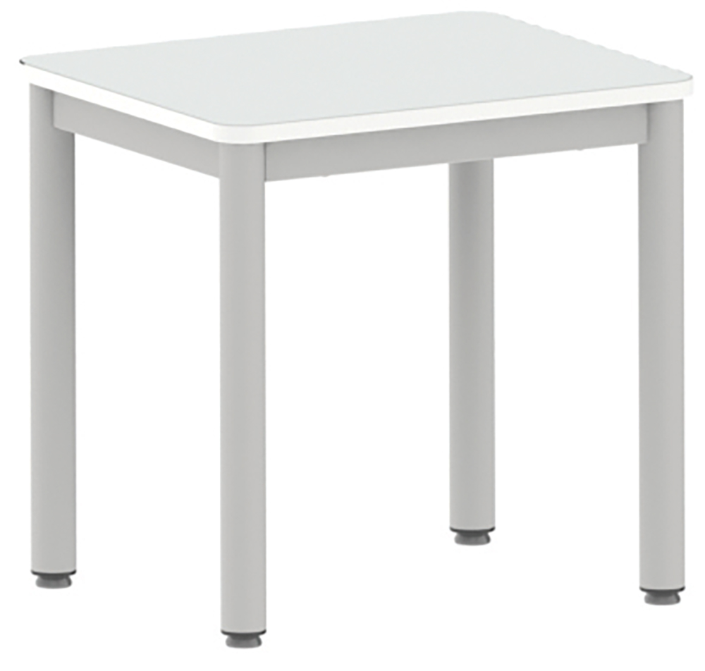 Table CARÉLIE plateau effaçable stratifié chant ABS arrondis piètement époxy - 60x50 cm - T1 - Blanc