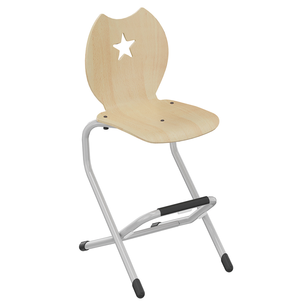 Chaise LÉNA II coque Étoile bois Blueprotech® piètement aluminium époxy - H52 cm